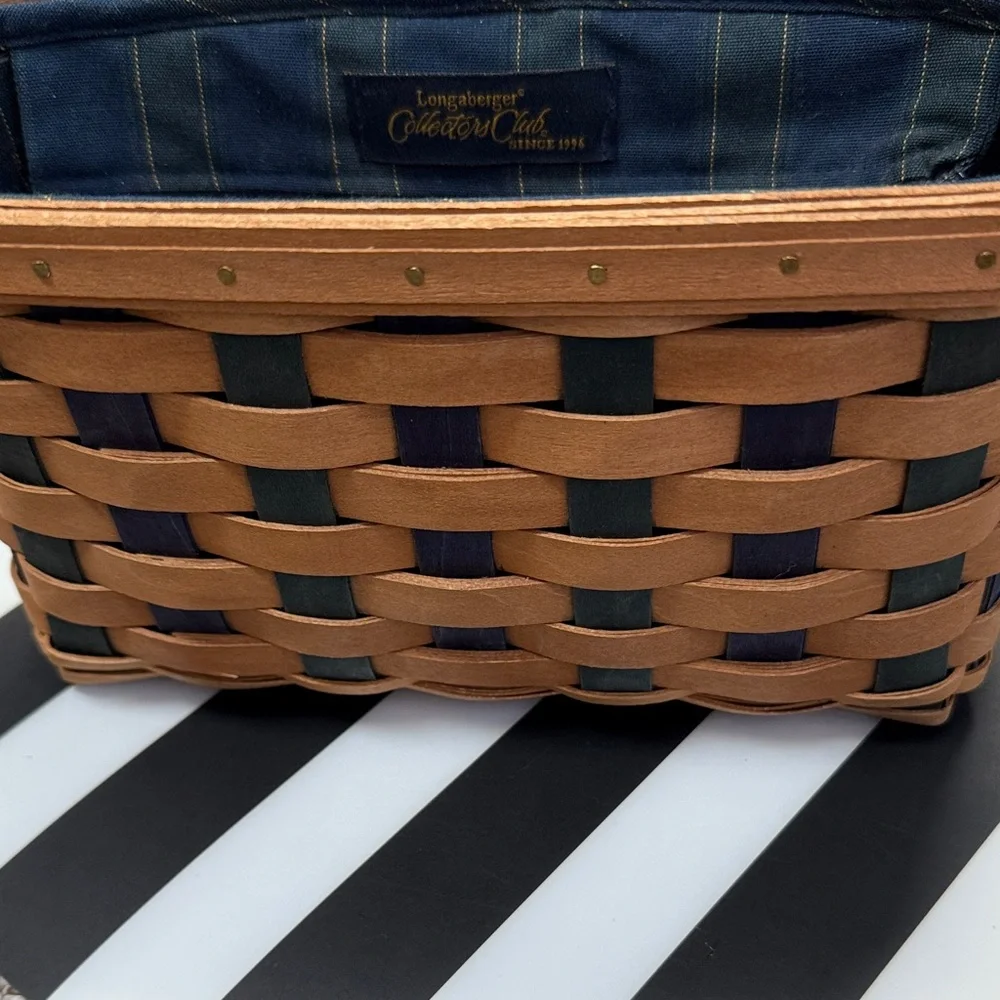 Longaberger Tan and Blue Woven Collectors Bag - Picture 3 of 8